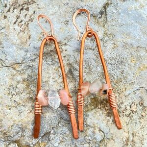 Boho handmade copper earrings
